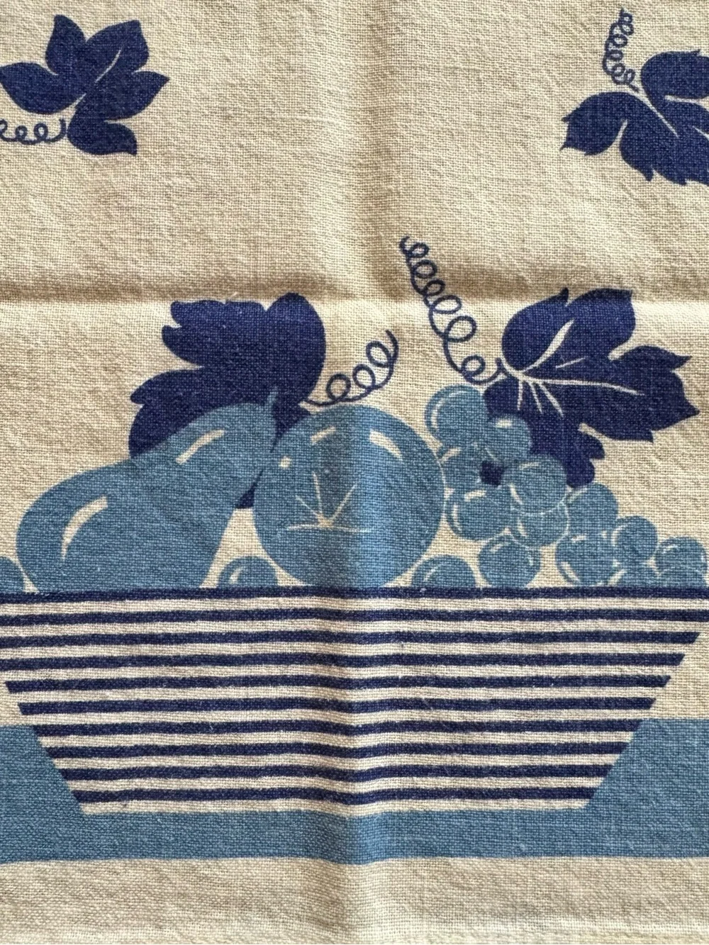 Vintage Canon Cotton Blue Fruit Bowl Printed Kitchen Towel